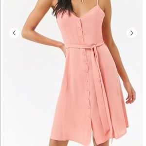 Forever 21 Button Front Belted Coral Mini Dress Size S